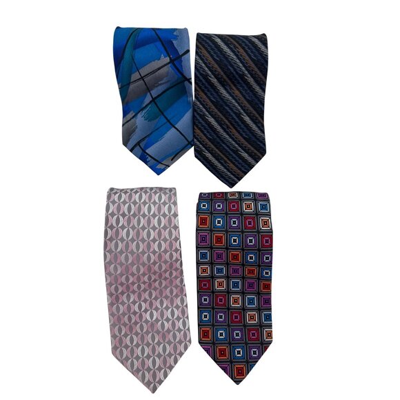 Paul Fredrick Kenneth Leonard Jerry Garcia Silk Geometric Pattern Ties Lot - Picture 1 of 12